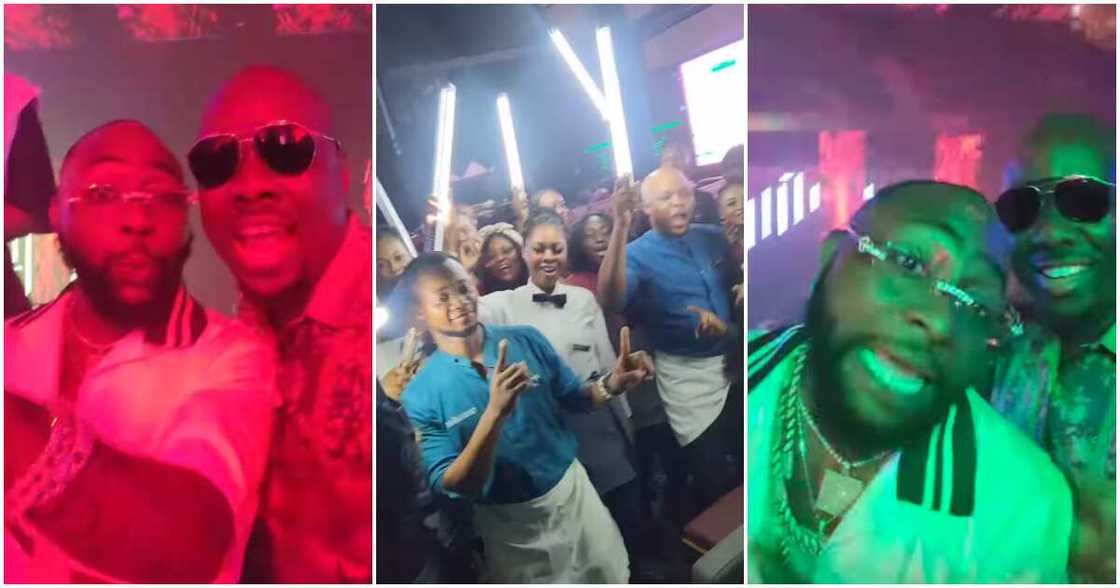 Obi Cubana's staff surprise him at birthday party, Davido attends.