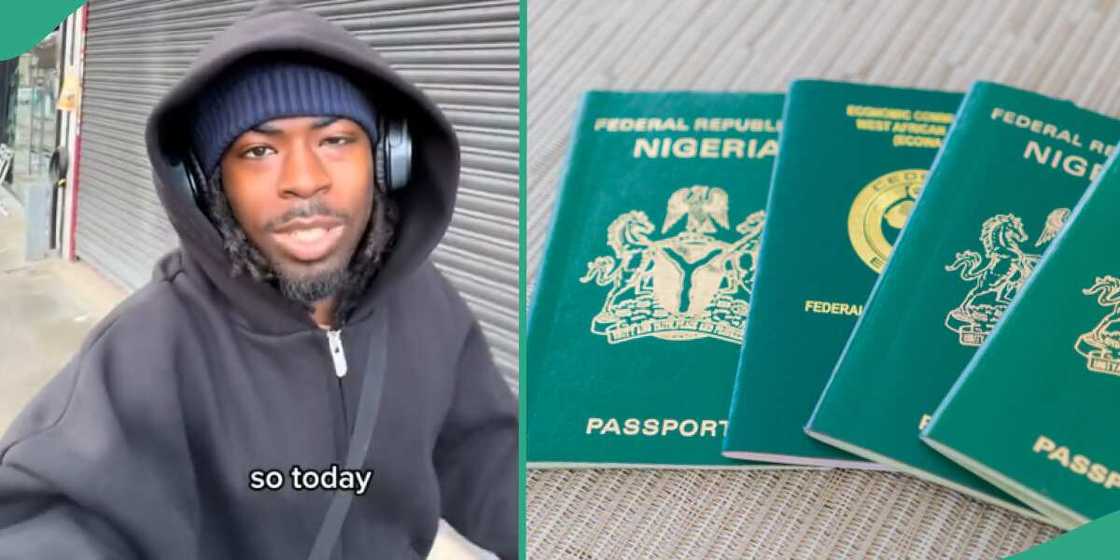 Man renews his Nigerian passport in the UK. Man renews his Nigerian passport in the UK.