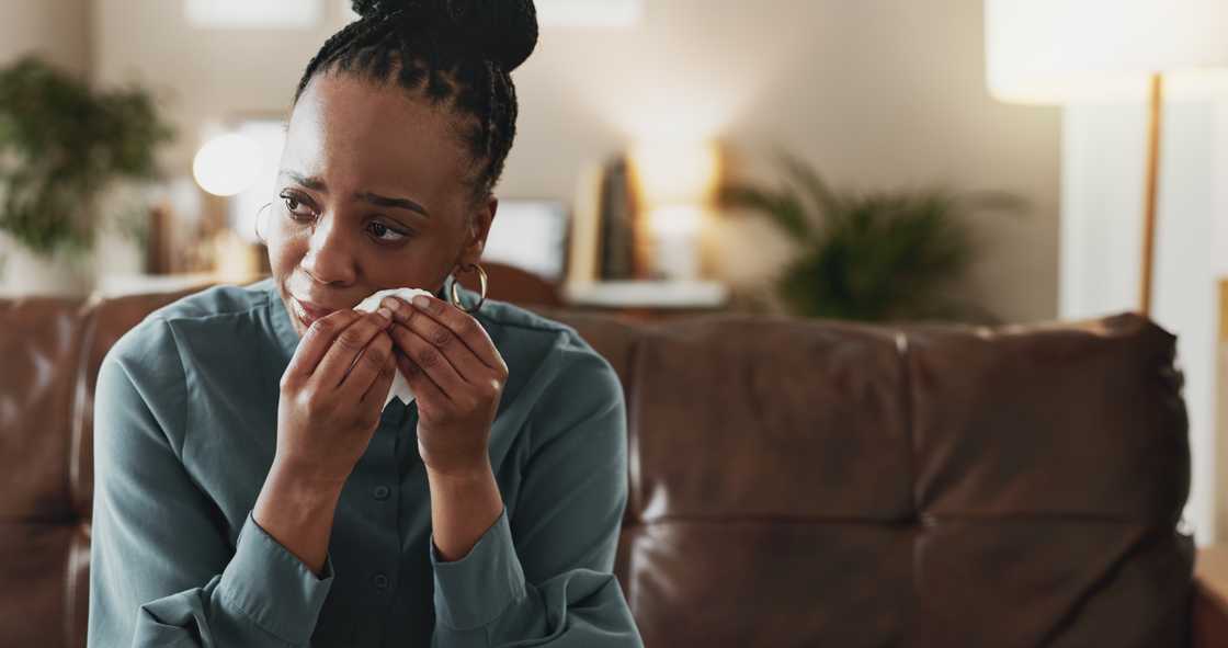 A woman crying A woman crying