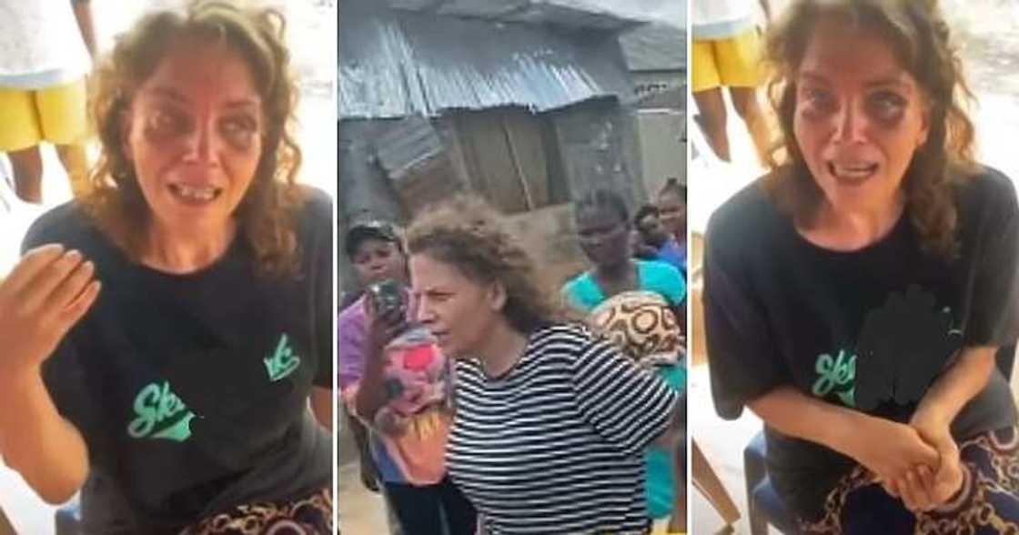 Oyinbo woman regains consciousness, Nigeria, Badagry Oyinbo woman regains consciousness, Nigeria, Badagry