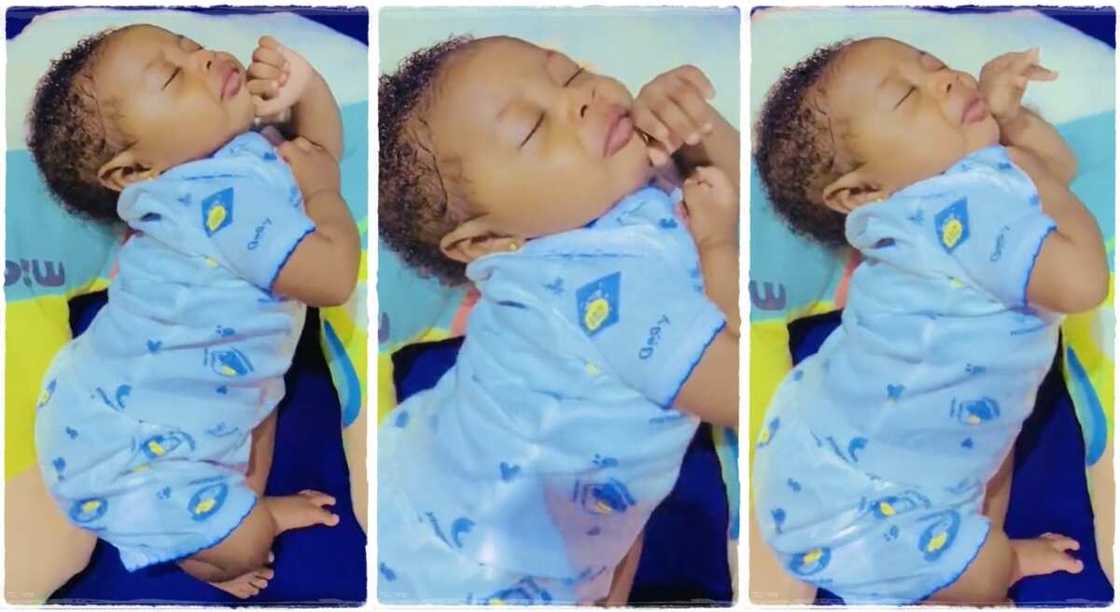 Baby in a funny sleeping position. Baby in a funny sleeping position.