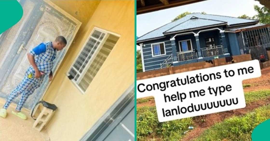 Nigerian man excited as he finally becomes landlord, shows off the new house he built. Nigerian man excited as he finally becomes landlord, shows off the new house he built.