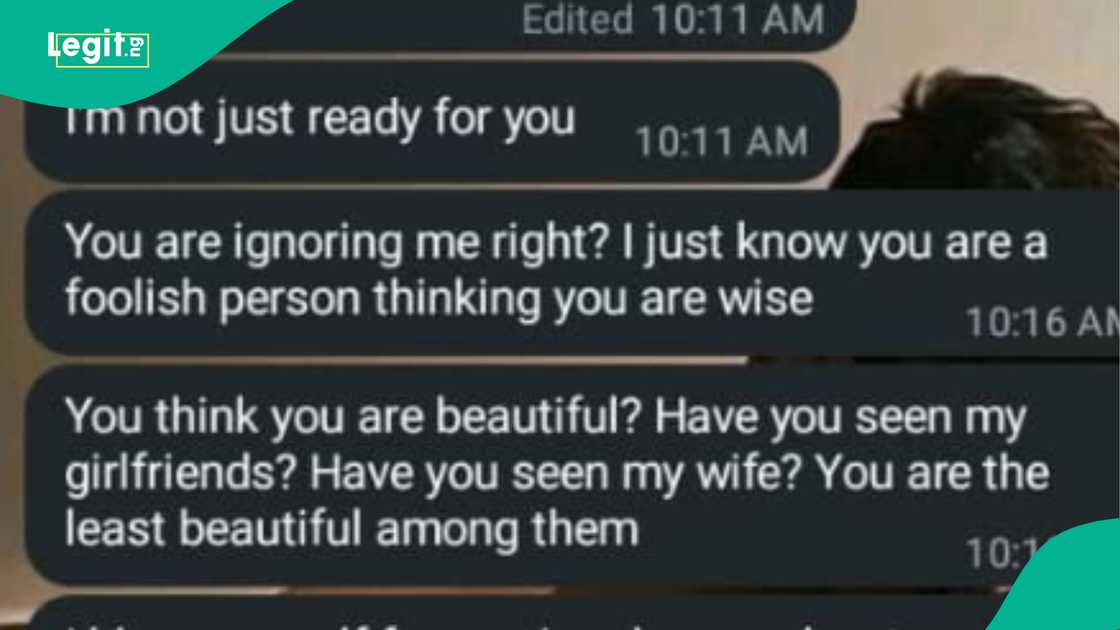 Nigerian lady shares messages a man sent to her sister. Nigerian lady shares messages a man sent to her sister.