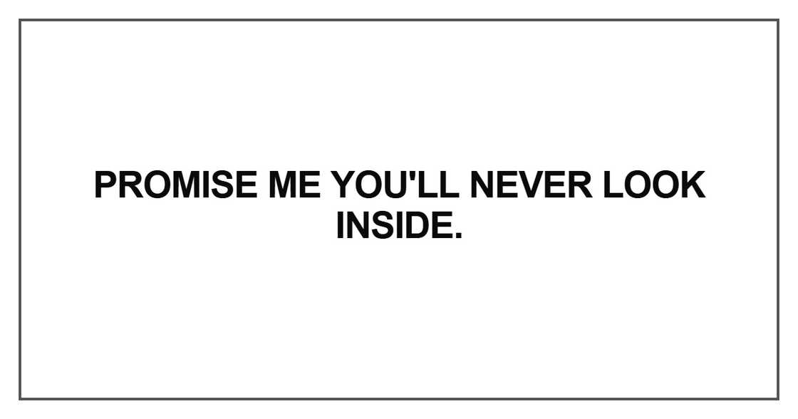 Promise me you'll never look insideq