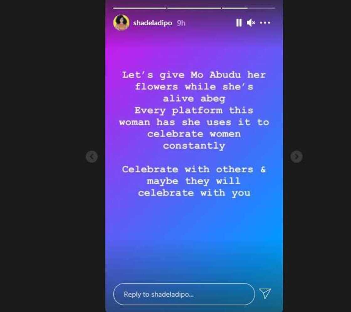 Instead of Being Bitter, Be Better: Shade Ladipo Reacts as Ruth Kadiri Calls out Mo Abudu Over Award Instead of Being Bitter, Be Better: Shade Ladipo Reacts as Ruth Kadiri Calls out Mo Abudu Over Award