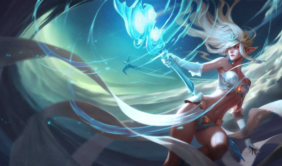Janna holding her weapon under the sea Janna holding her weapon under the sea