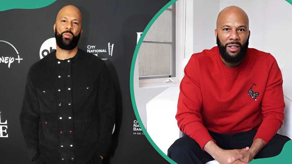 Common at Barclays Center in New York City (L). Common speaks during the "Saving Our Selves: A BET COVID-19 Effort" event (R). Common at Barclays Center in New York City (L). Common speaks during the "Saving Our Selves: A BET COVID-19 Effort" event (R).