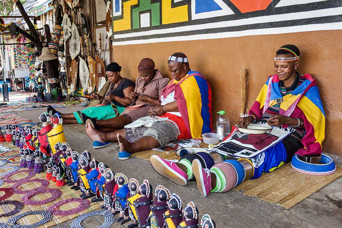 Pedi tribeswoman making beads arts crafts. Pedi tribeswoman making beads arts crafts.