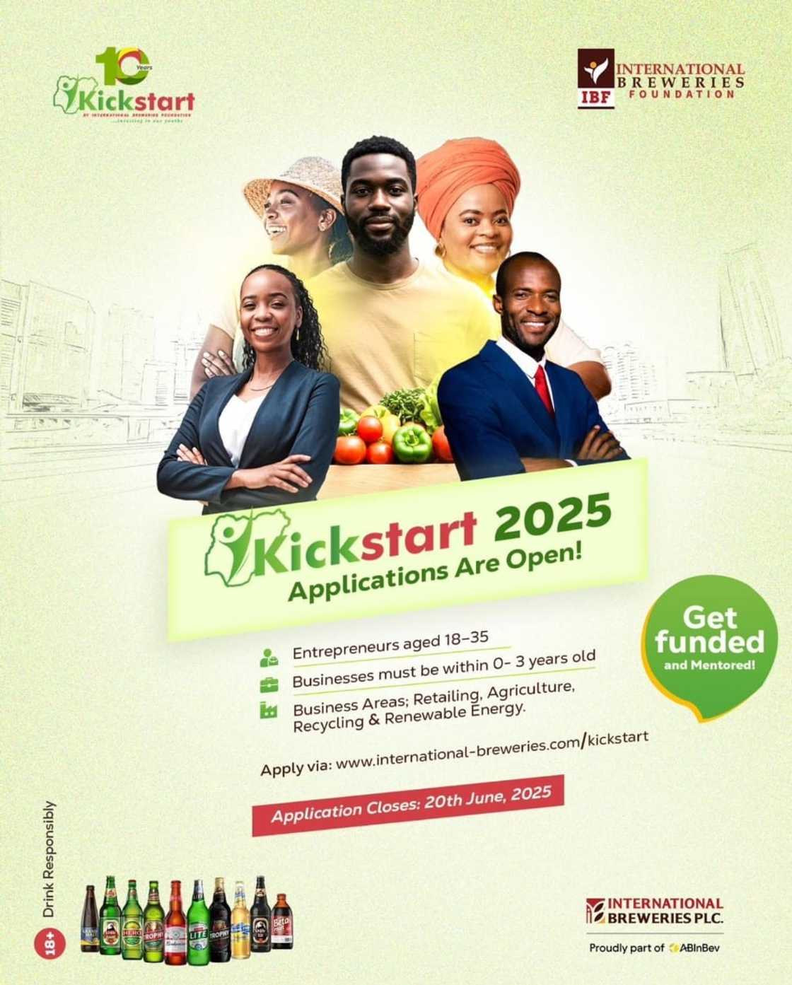 International Breweries Plc Opens Call for 2025 Kickstart Applications to Empower Young Nigerians International Breweries Plc Opens Call for 2025 Kickstart Applications to Empower Young Nigerians