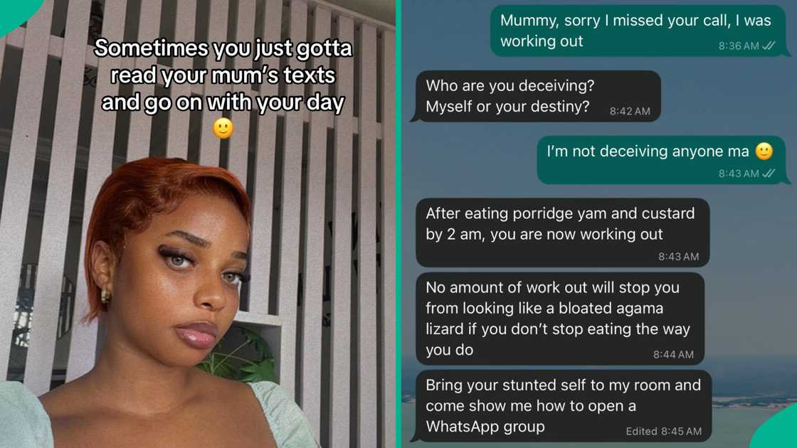 A lady shares her mother's epic WhatsApp message. A lady shares her mother's epic WhatsApp message.