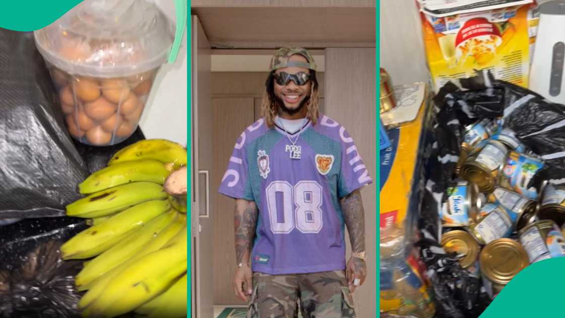 Poco Lee shows off foodstuff his mother sent him. Poco Lee shows off foodstuff his mother sent him.