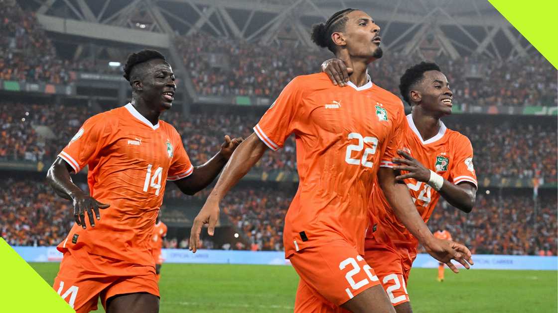Sebastien Haller, Oumar Diakite, Simon Adingra, Super Eagles, Nigeria, Stade Olympique Alassane Ouatarra, Ebimpe, Abidjan, Ivory Coast. Sebastien Haller, Oumar Diakite, Simon Adingra, Super Eagles, Nigeria, Stade Olympique Alassane Ouatarra, Ebimpe, Abidjan, Ivory Coast.