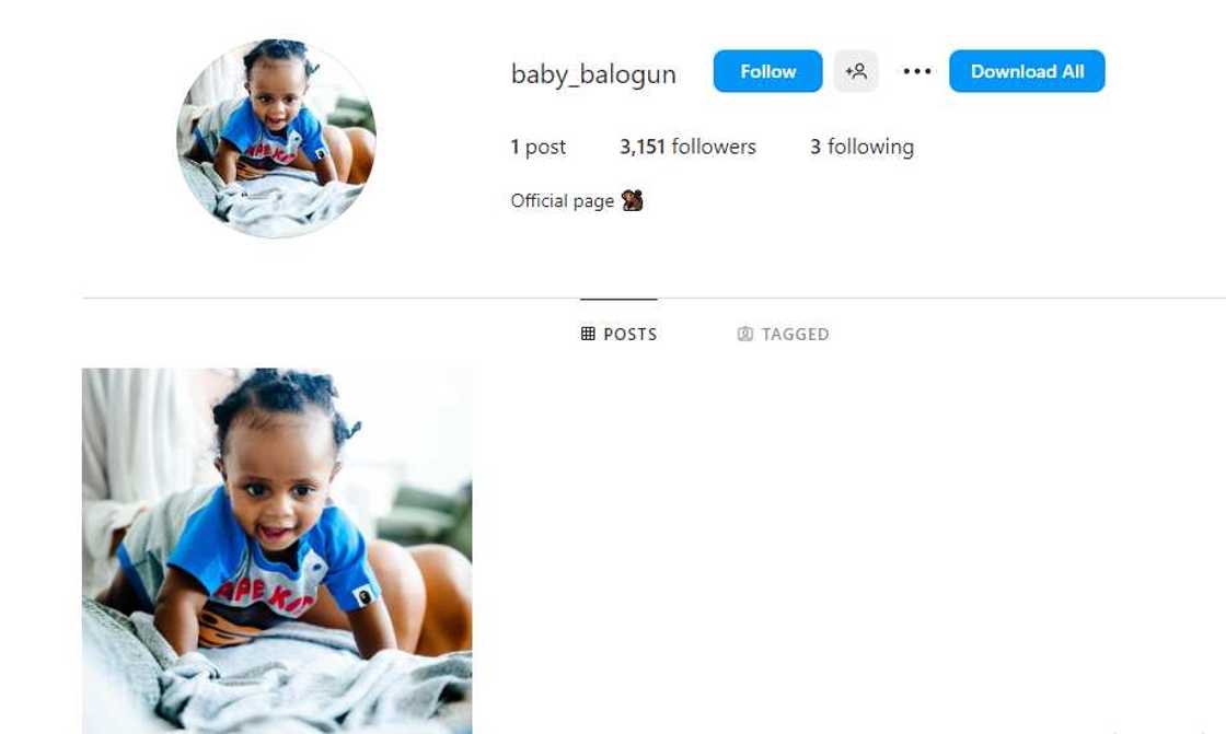 Wizkid's youngest son's new Instagram page. Wizkid's youngest son's new Instagram page.