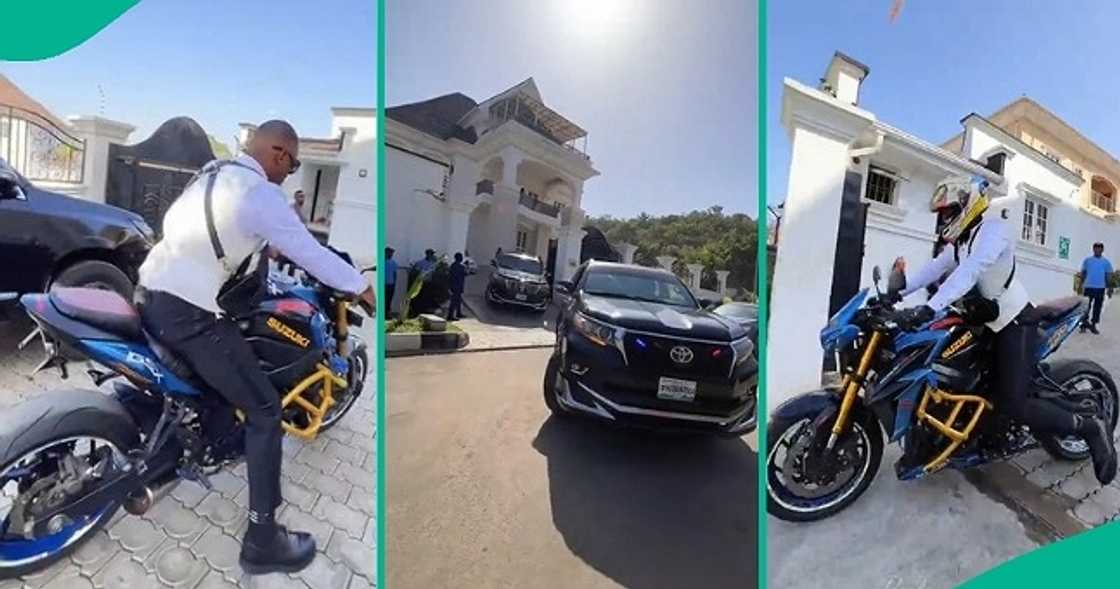 Best man rides power bike on friend's wedding day