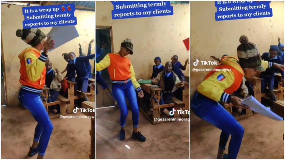 Dedicated teacher, pupils dance in class, teacher dancing. Dedicated teacher, pupils dance in class, teacher dancing.