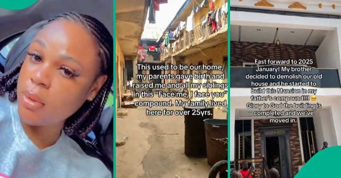 A Nigerian lady shared her family’s transformation from a cramped old house to a mansion, thanking Jesus for the progress as the emotional TikTok video sparked massive reactions online. A Nigerian lady shared her family’s transformation from a cramped old house to a mansion, thanking Jesus for the progress as the emotional TikTok video sparked massive reactions online.