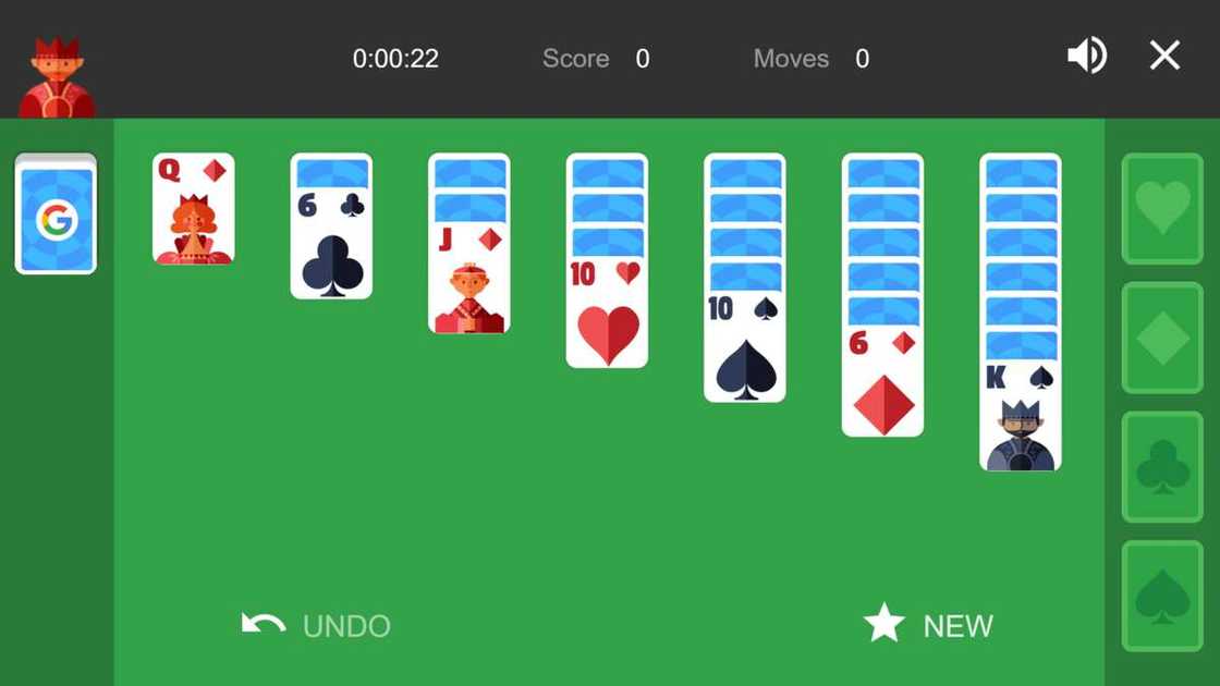 Solitaire game on Google