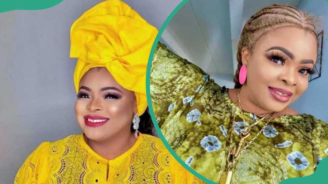 Dayo Amusa takes a selfie in a yellow and green dress