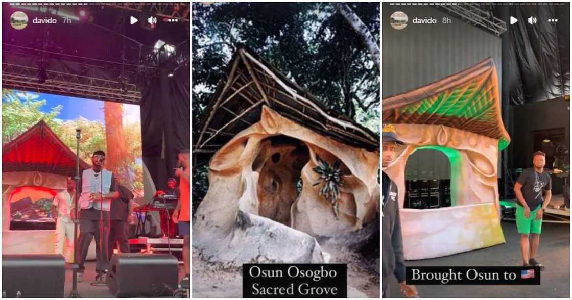 Davido remakes Osun Osogbo Grove on stage in US Davido remakes Osun Osogbo Grove on stage in US
