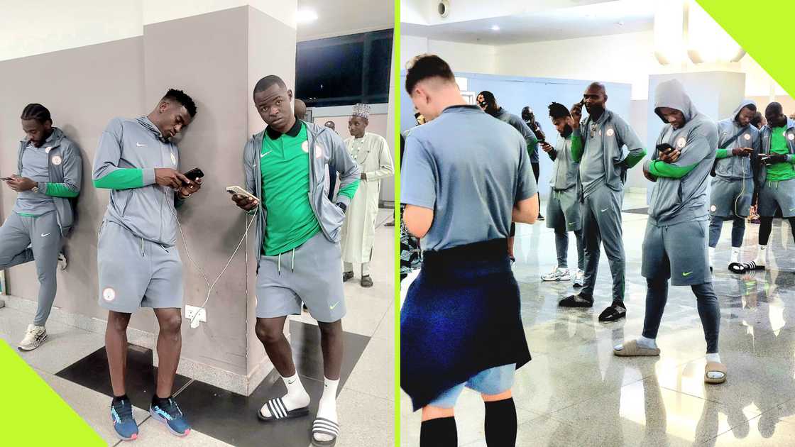 Players of the Super Eagles at the airport Players of the Super Eagles at the airport