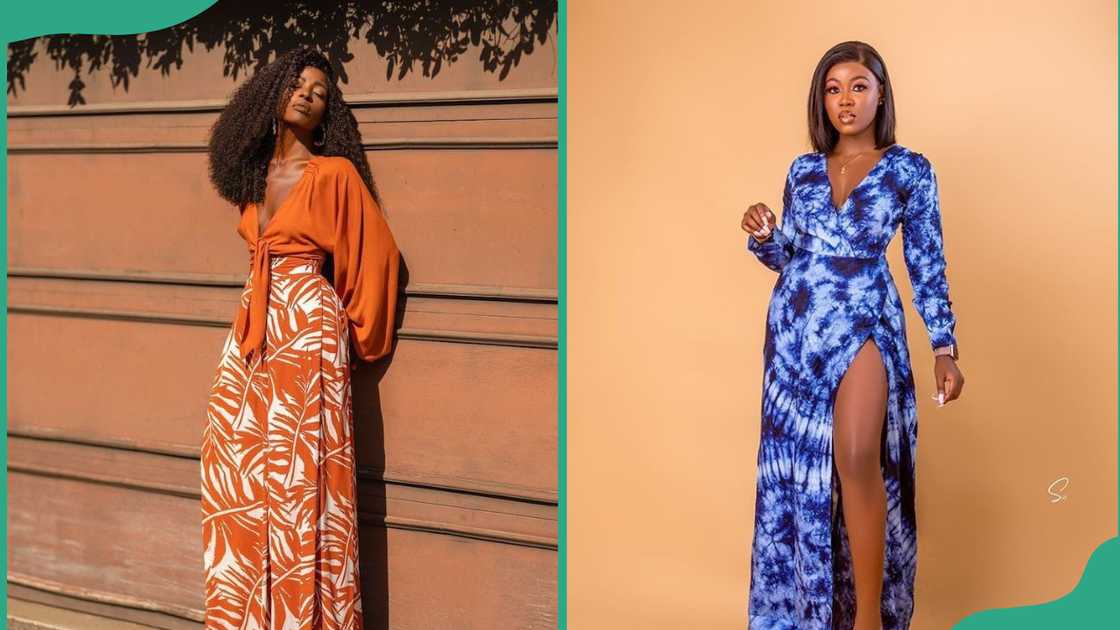 Orange Adire print and blue Adire print
