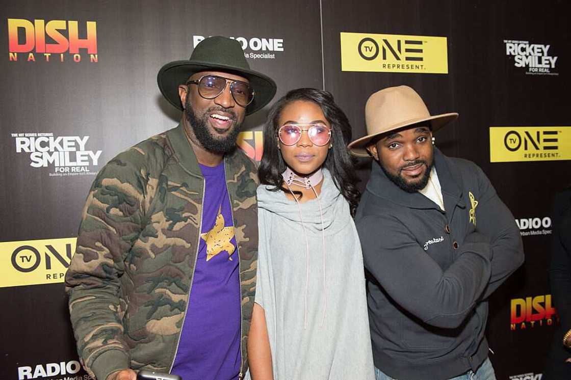 D'essence Elizabeth (C) attends TV One "Rickey Smiley For Real" live watch party at The Gathering Spot in Atlanta, Georgia D'essence Elizabeth (C) attends TV One "Rickey Smiley For Real" live watch party at The Gathering Spot in Atlanta, Georgia