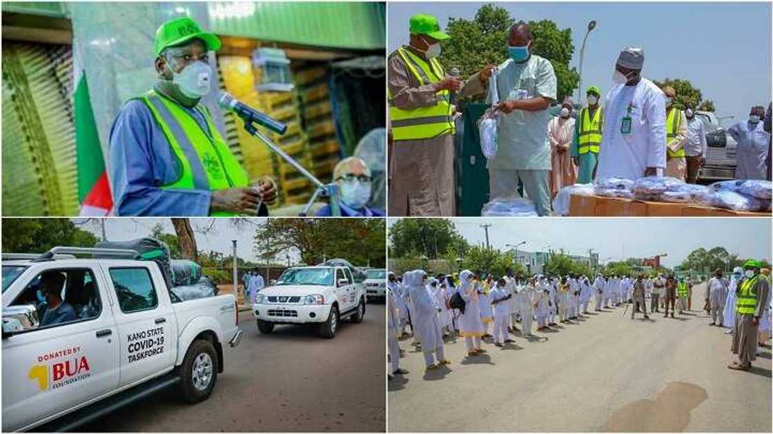 Yaki da Coronavirus: Ganduje ya kaddamar da rabon takunkumin fuska miliyan 2 Yaki da Coronavirus: Ganduje ya kaddamar da rabon takunkumin fuska miliyan 2