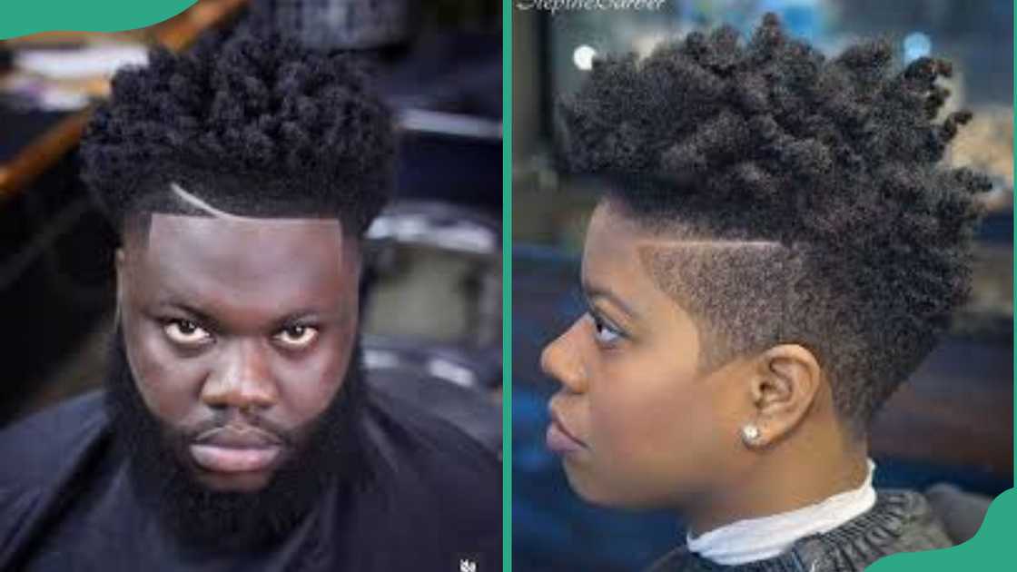 Twist-out Afro with shaved patterns Twist-out Afro with shaved patterns