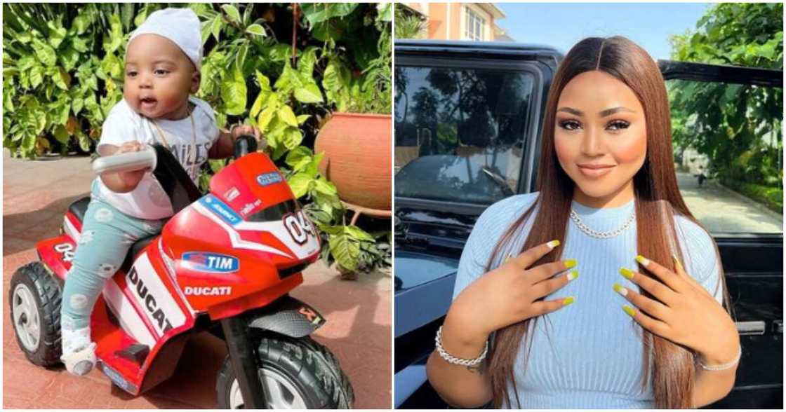 Regina Daniels' second son at four months. Regina Daniels' second son at four months.