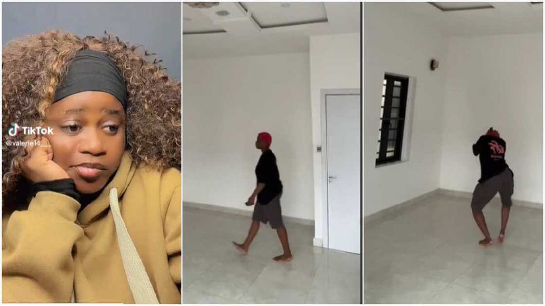 Lady danced in newly rented apartment/tenant danced in new room. Lady danced in newly rented apartment/tenant danced in new room.