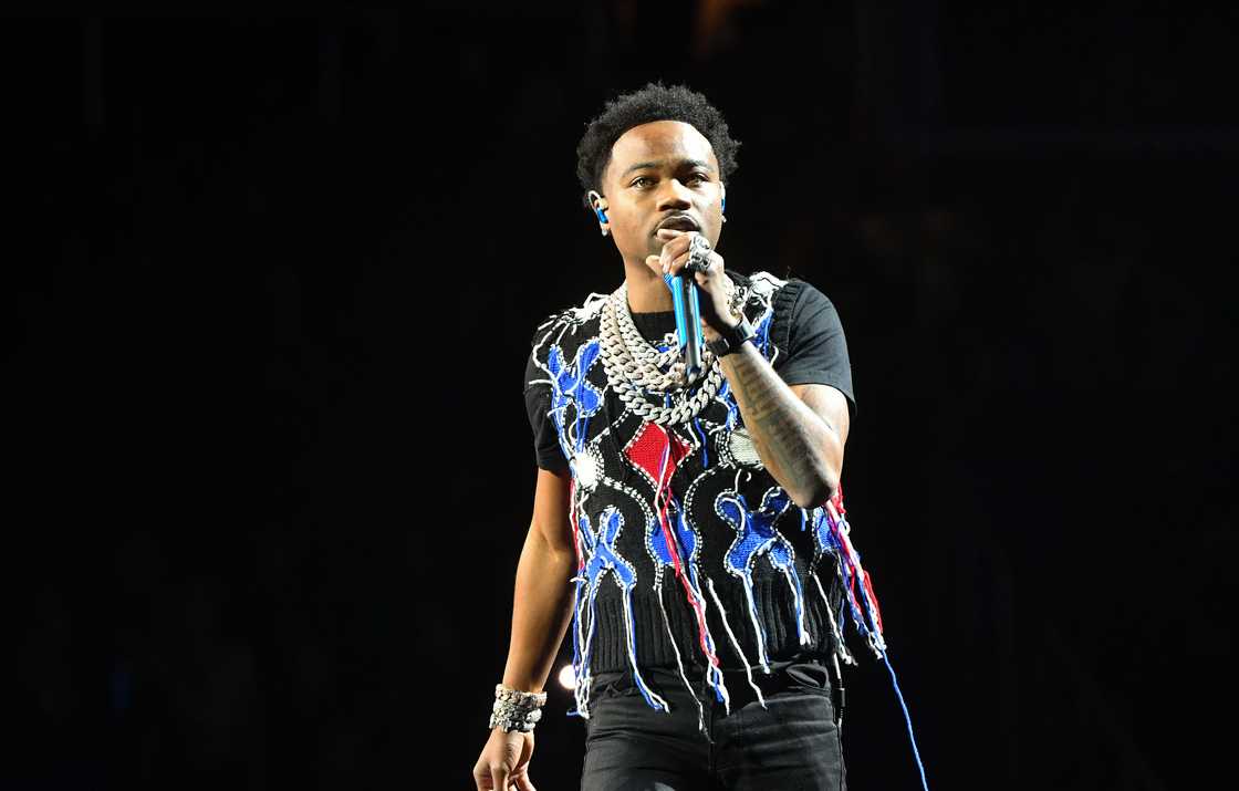 Rapper Roddy Ricch performs onstage during the Twelve Carat Toothache tour at State Farm Arena Rapper Roddy Ricch performs onstage during the Twelve Carat Toothache tour at State Farm Arena