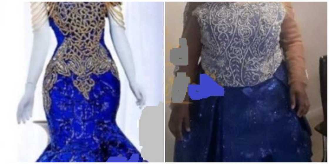 Photos of a dress and a replicated version. Photos of a dress and a replicated version.