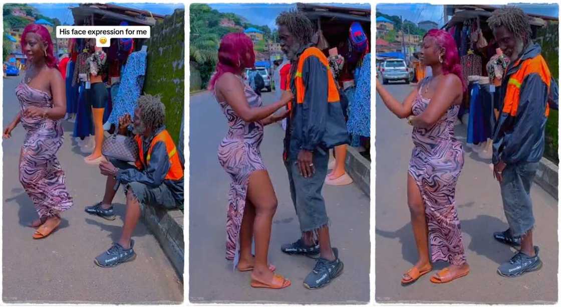 Photos of a beautiful lady dancing for an old man. Photos of a beautiful lady dancing for an old man.