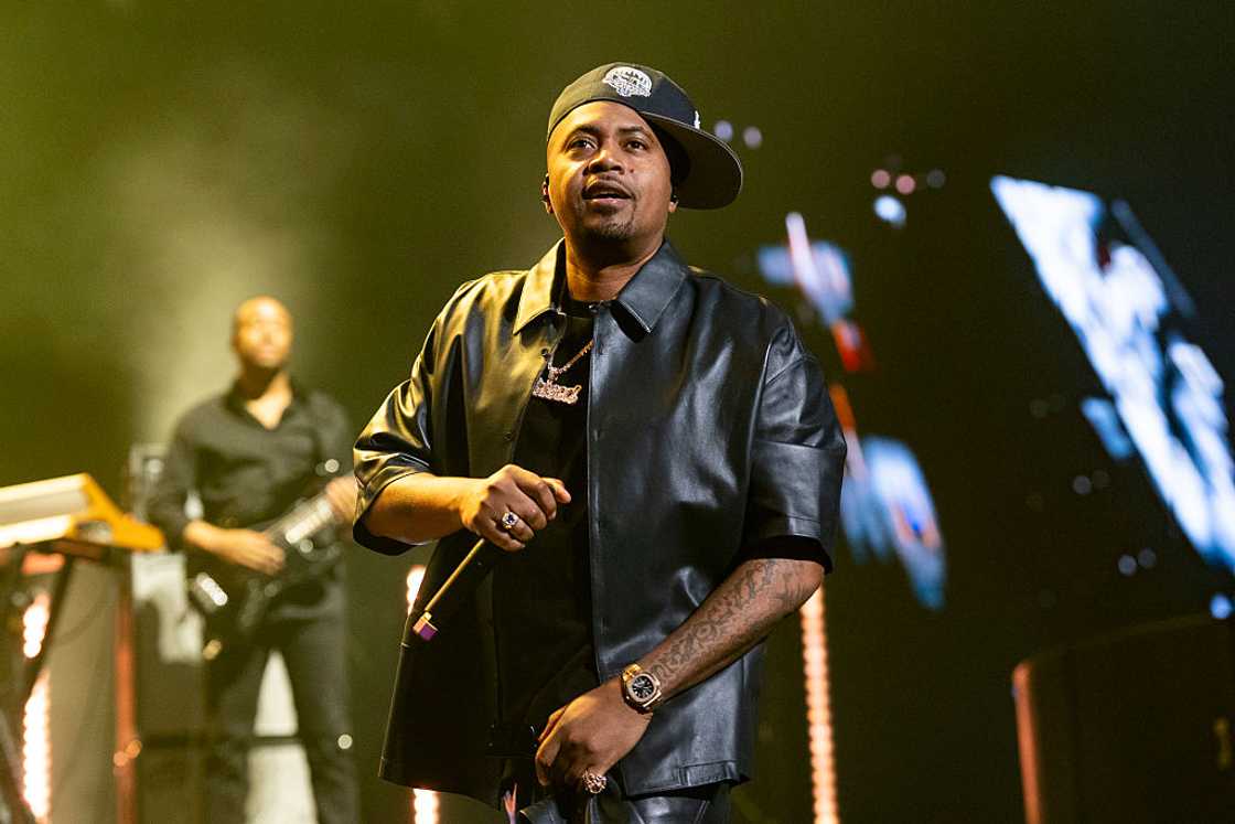Nas performs at a concert in New Orleans, Louisiana