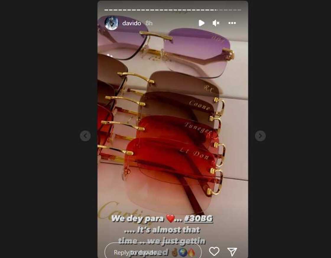 Davido splurges on customised Cartier glasses for crew. Davido splurges on customised Cartier glasses for crew.