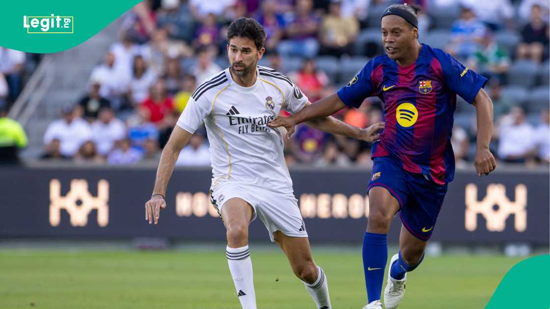 Ronaldinho playing for Barcelona Legend against Real Madrid on February 22, 2026 in Los Angeles. Photo by Liza Rosales Ronaldinho playing for Barcelona Legend against Real Madrid on February 22, 2026 in Los Angeles. Photo by Liza Rosales
