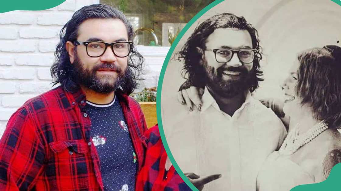 Albert Omstead posing outdoors and sharing a joyful moment with his wife, Que Omstead Albert Omstead posing outdoors and sharing a joyful moment with his wife, Que Omstead