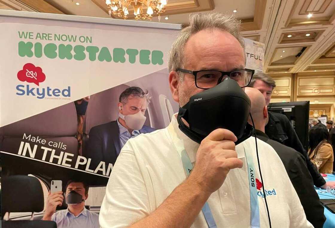 Wearing the Skyted silent mask, 'your voice doesn't go out and noise doesn't come in,' company founder Stephane Hersen explains