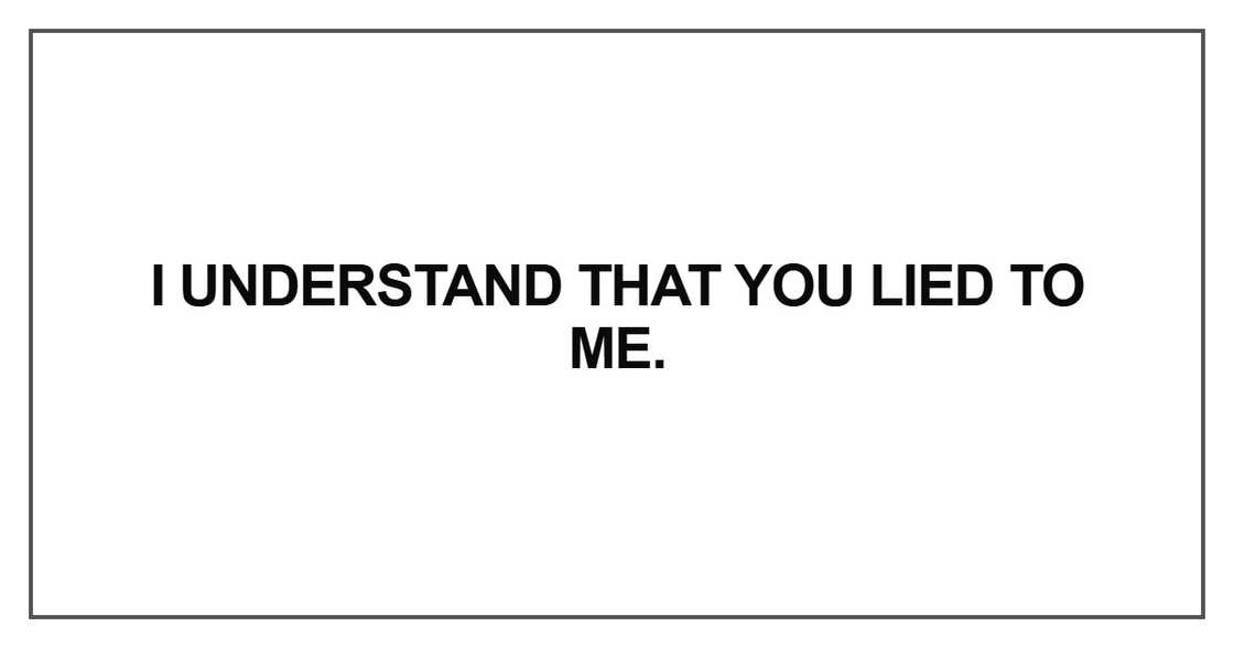 I understand that you lied to me