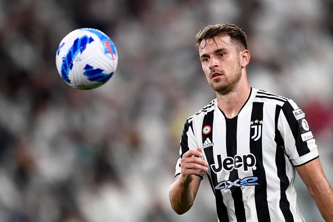 Aaron Ramsey of Juventus FC eyes the ball during a football match Aaron Ramsey of Juventus FC eyes the ball during a football match