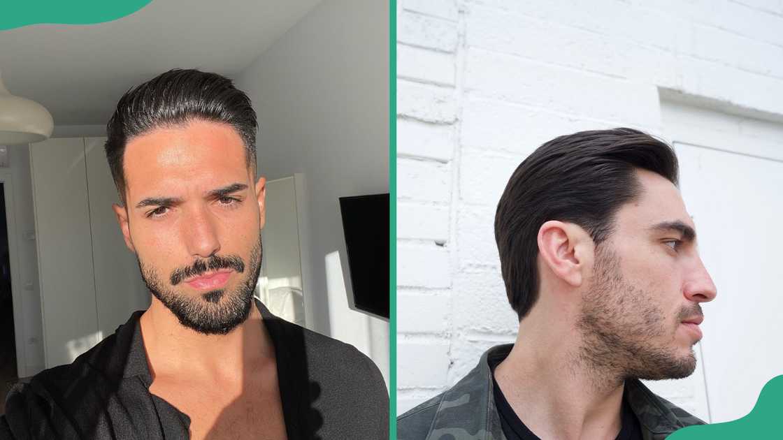 Slicked-back hair
