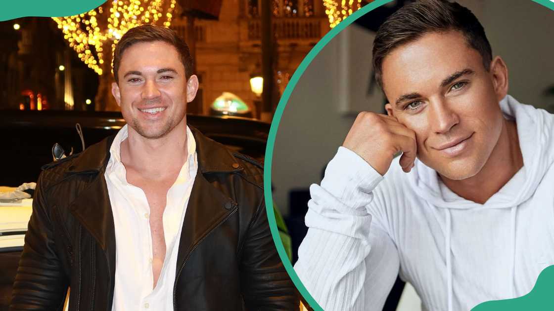 Will Parfitt in a black leather jacket, smiling (L), and posing thoughtfully (R). Will Parfitt in a black leather jacket, smiling (L), and posing thoughtfully (R).