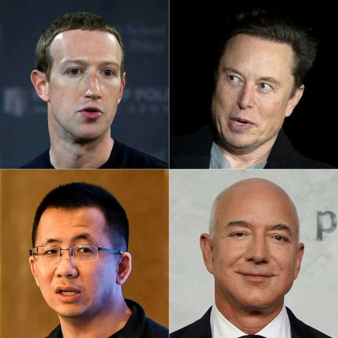 Facebook founder Mark Zuckerberg, Tesla CEO Elon Musk and Amazon founder Jeff Bezos saw their massive fortunes shrink over 2022, while Zhang Yiming bucked the trend with a rising share price of his company, TikTok-parent Bytedance Facebook founder Mark Zuckerberg, Tesla CEO Elon Musk and Amazon founder Jeff Bezos saw their massive fortunes shrink over 2022, while Zhang Yiming bucked the trend with a rising share price of his company, TikTok-parent Bytedance