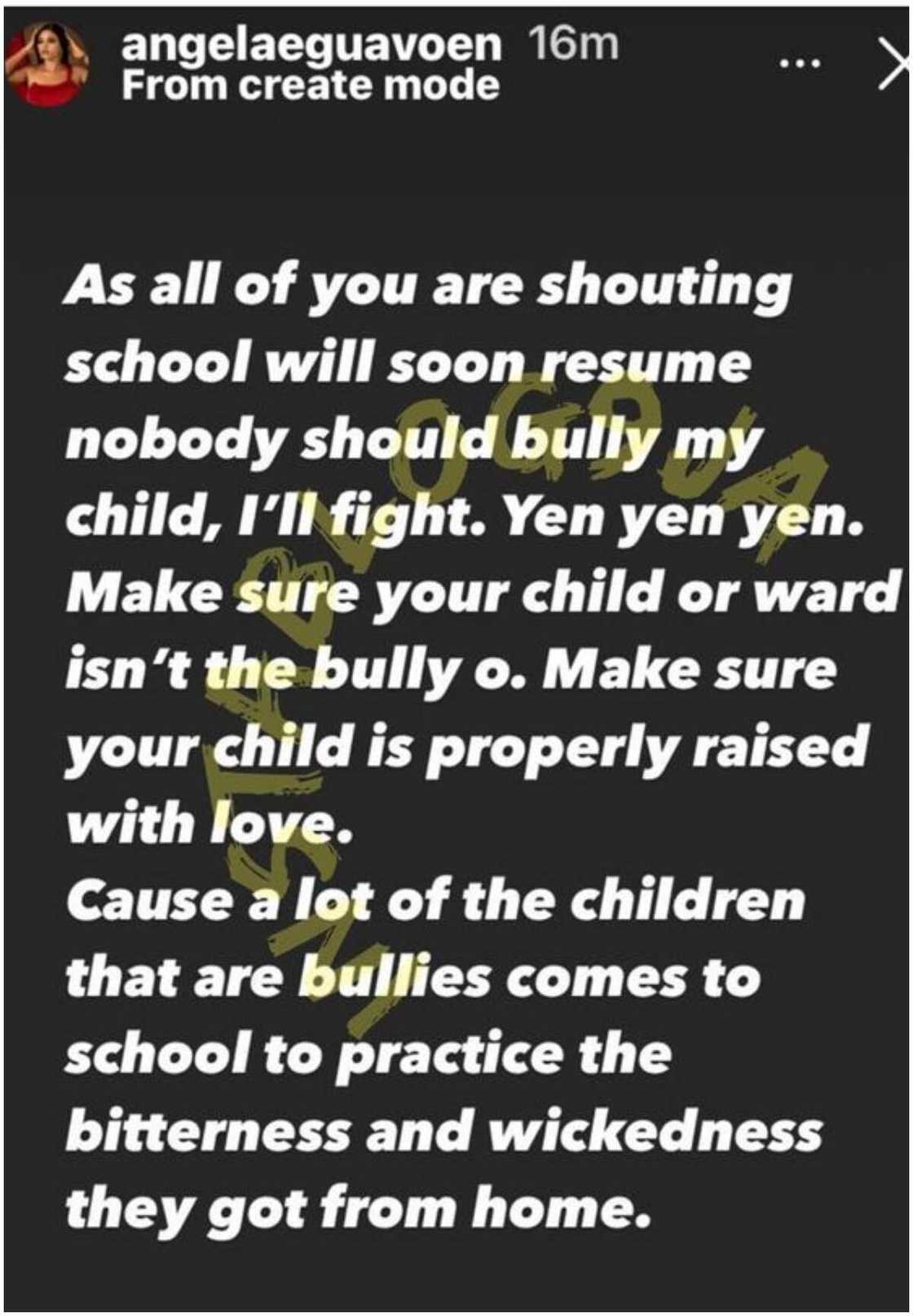 Actress Angela Eguaavoen shades Simi, says singer should ensure her baby isn't a bully Actress Angela Eguaavoen shades Simi, says singer should ensure her baby isn't a bully