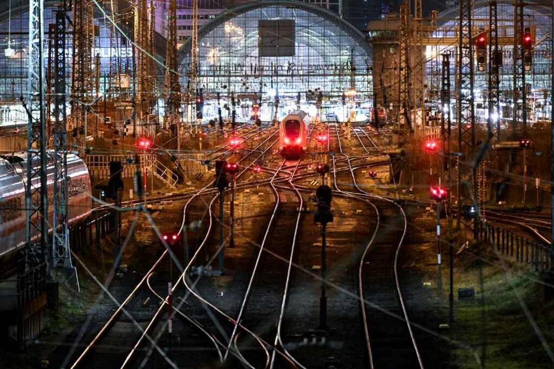 Motionless high-speed trains in Frankfurt during a rail strike in January