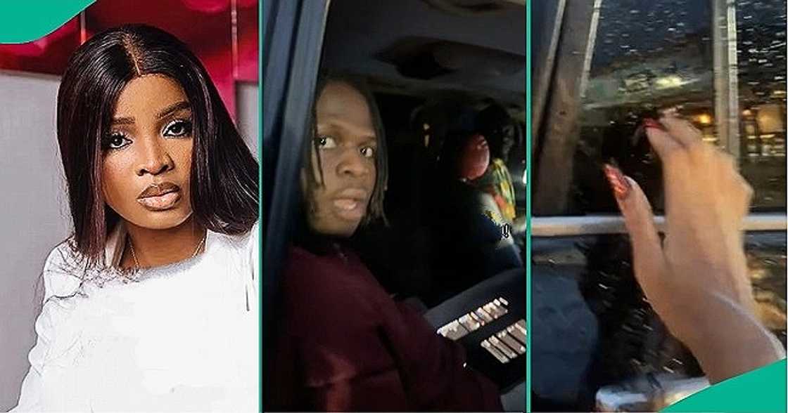 Lady opens Asherkine's car door in Benin city Lady opens Asherkine's car door in Benin city