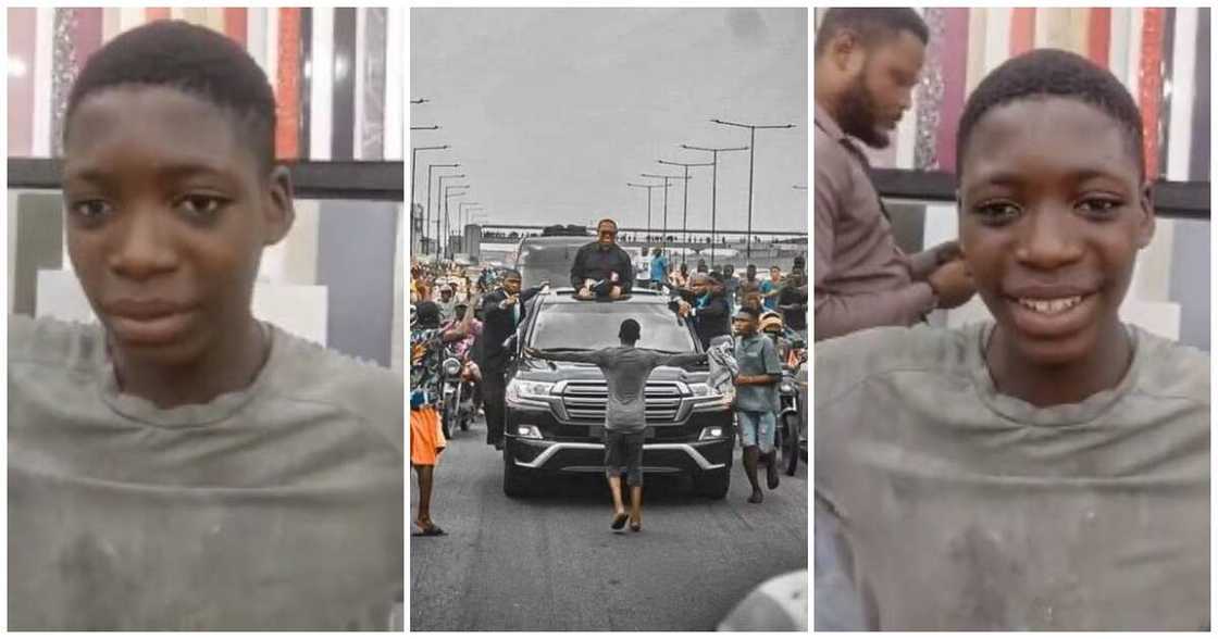 Boy who stood in front of Peter Obi's convoy,Yusuf Alami Boy who stood in front of Peter Obi's convoy,Yusuf Alami