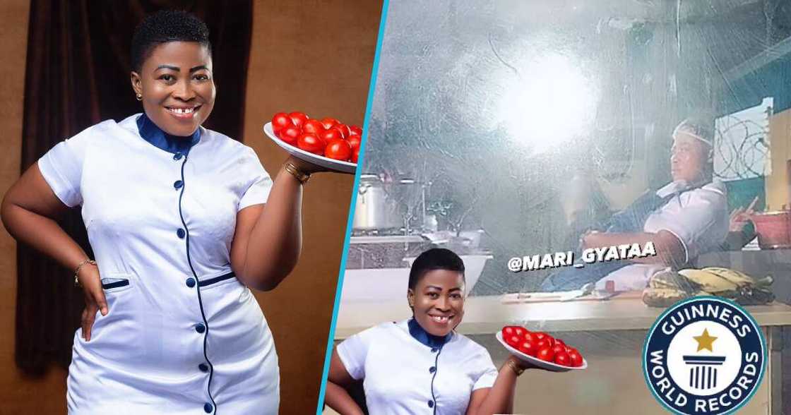 Chef Abena Kwartemaa, who is on a quest to break the record for the longest cooking hours by an individual, was captured sleeping Chef Abena Kwartemaa, who is on a quest to break the record for the longest cooking hours by an individual, was captured sleeping