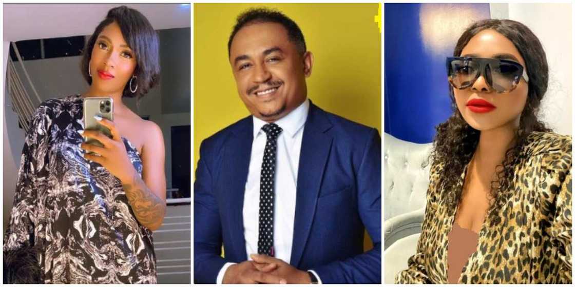 Photos of Tiwa Savage, Daddy Freeze and Sonia Ogiri.