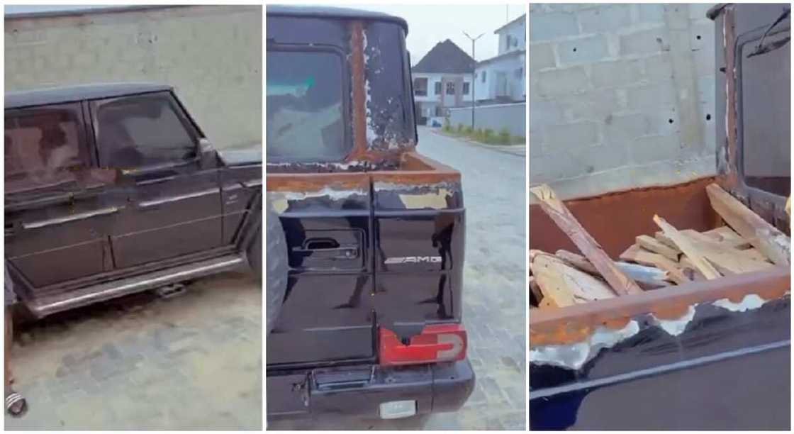 Nigerian man converts his expensive G-Wagon into pickup van. Nigerian man converts his expensive G-Wagon into pickup van.